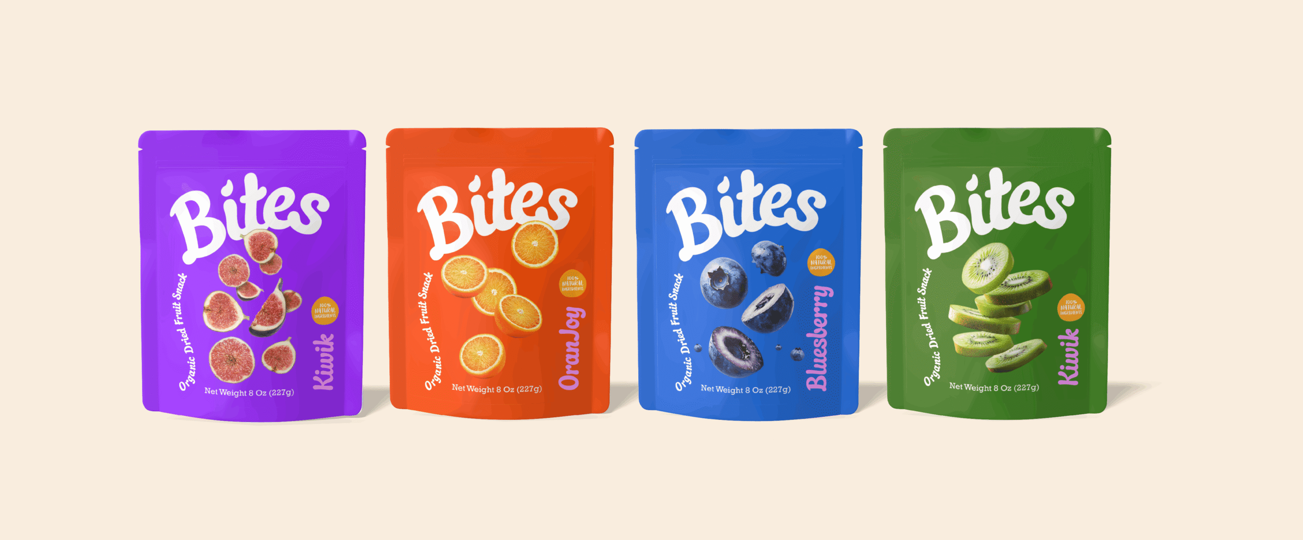Bites - מיתוג ועיצוב אריזות לחטיפי פירות אורגניים